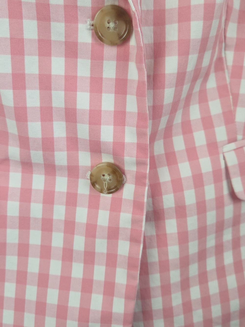 Talbots Petite Pink & White Gingham Blazer Jacket 10P Preppy Coastal - Picture 6 of 10
